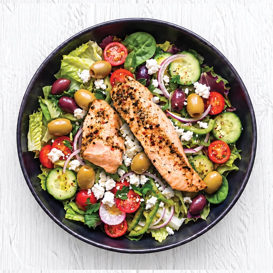 Greenbeat salad and grain bowl